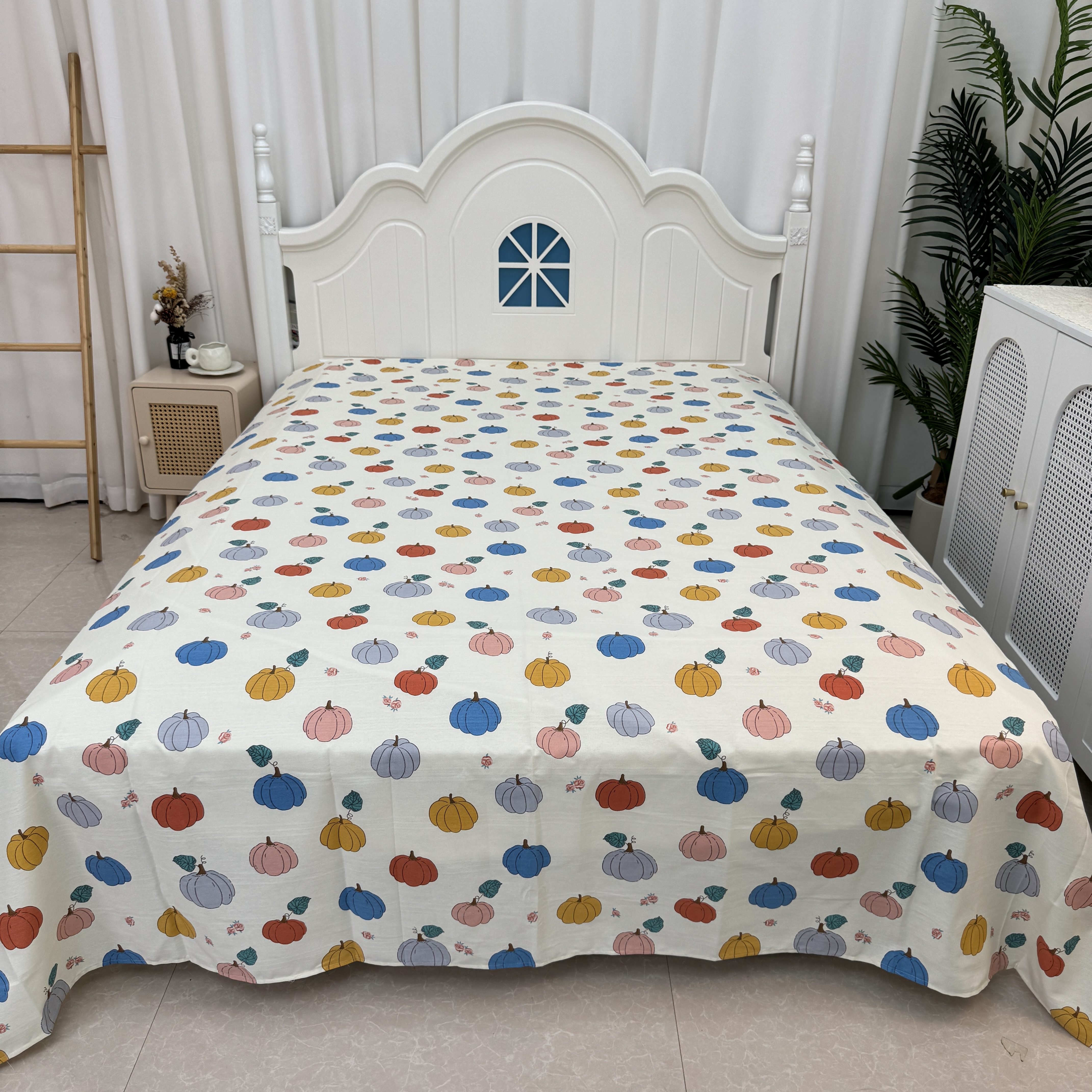 微瑕床单【七彩南瓜】2.2X2.4米 纯棉粗布双人加厚加大 床单