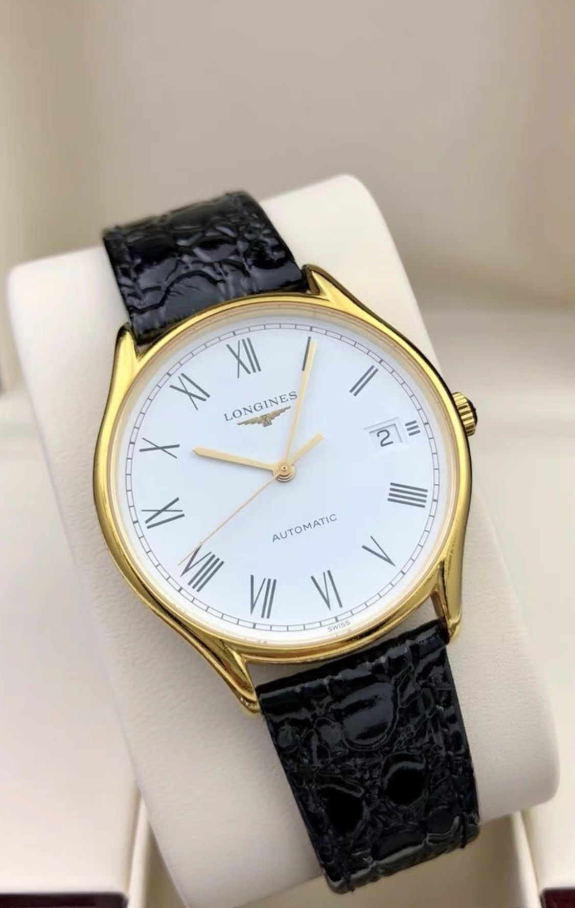 99新 Longines/浪琴 /律雅960间金皮带/表径38.5/自动机械表