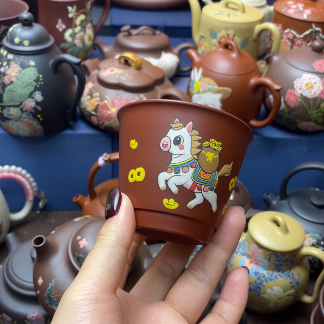 红泥茶杯紫砂主人杯130cc