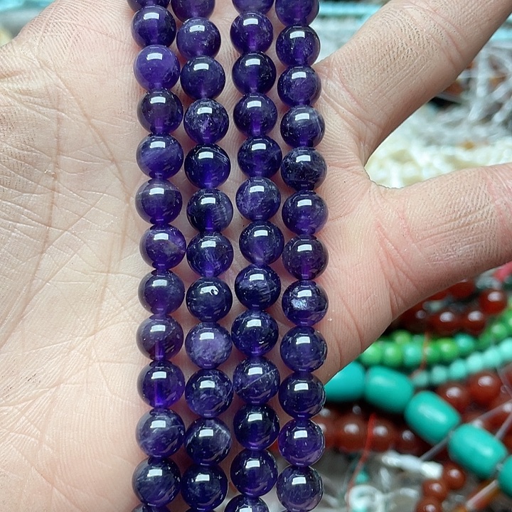 玛瑙/玉髓珠宝半成品未镶嵌一条8mm紫水晶