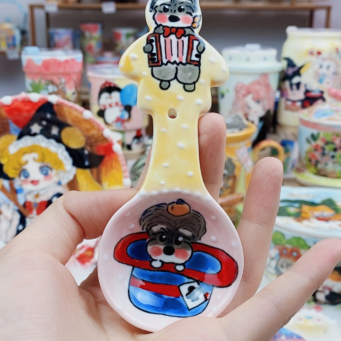 瓷片董董文创手绘陶瓷