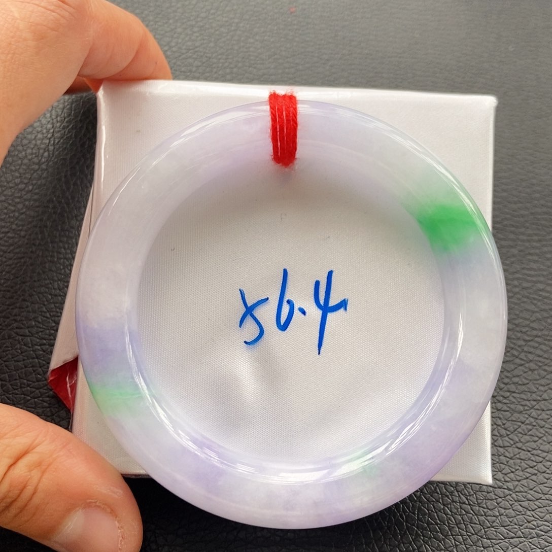 翡翠手镯未镶嵌12双耳挂翠春彩12