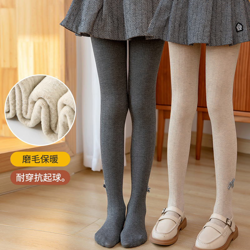 女童连裤袜薄绒款秋冬打底裤白色外穿