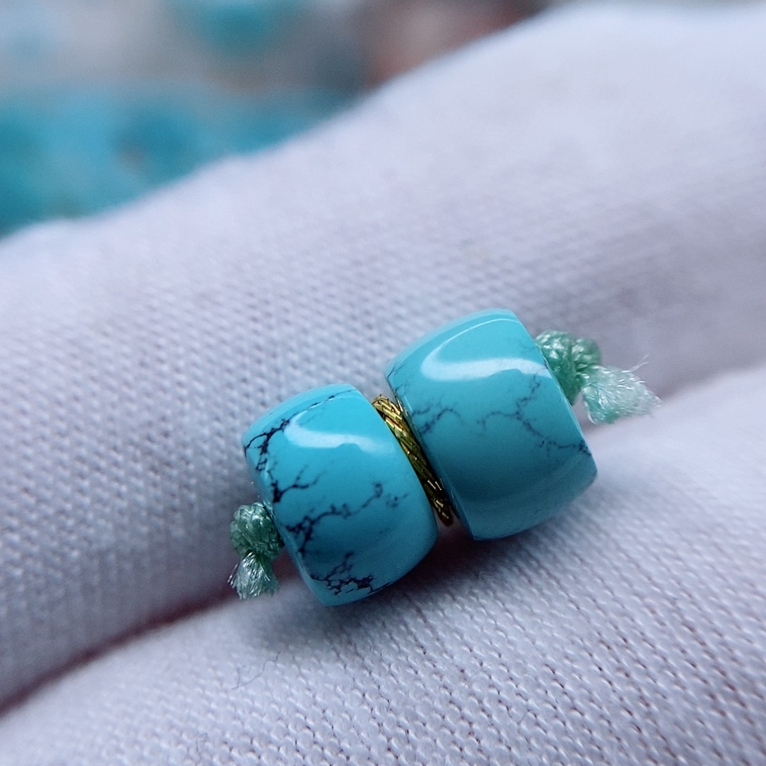 绿松石直切对珠8未镶嵌