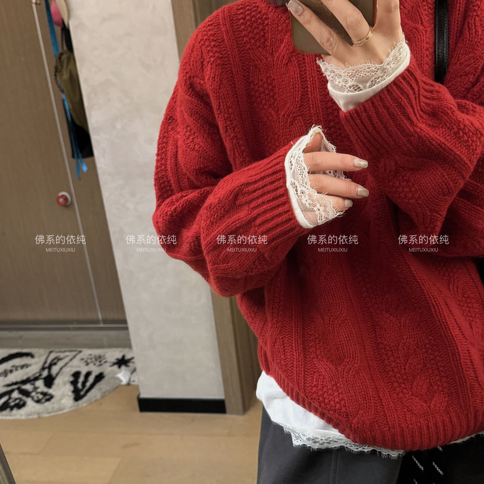 【NO退NO换】欧货【大麻花】高级感百分咩咩毛套头针织衫110725