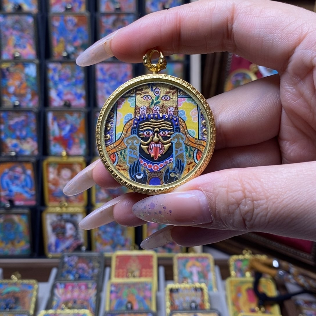 吊坠3.5尺寸扎基题材唐卡