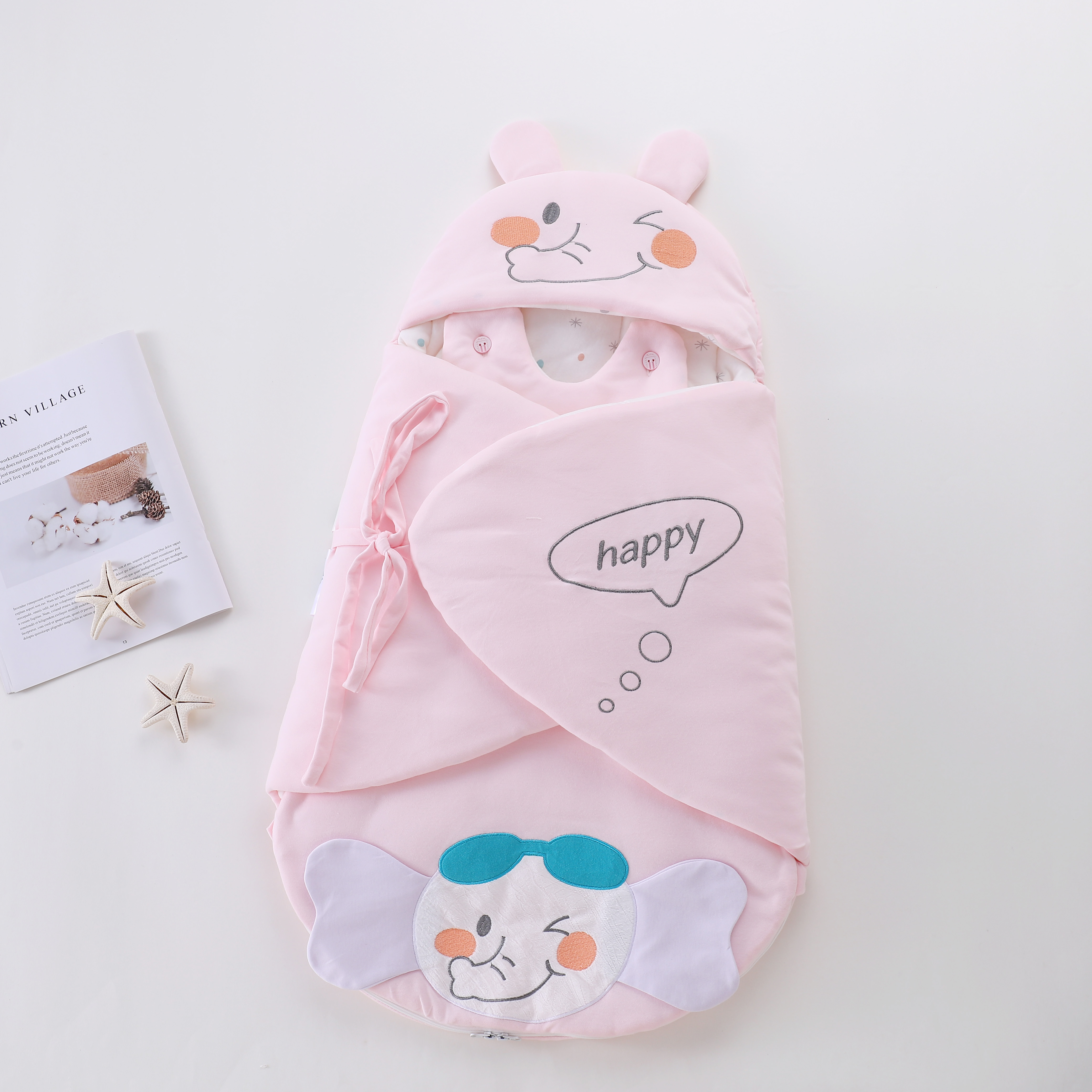 700g新生儿襁褓宝贝睡袋厚款0-6月刚出生送礼品睡袋一底部有拉链