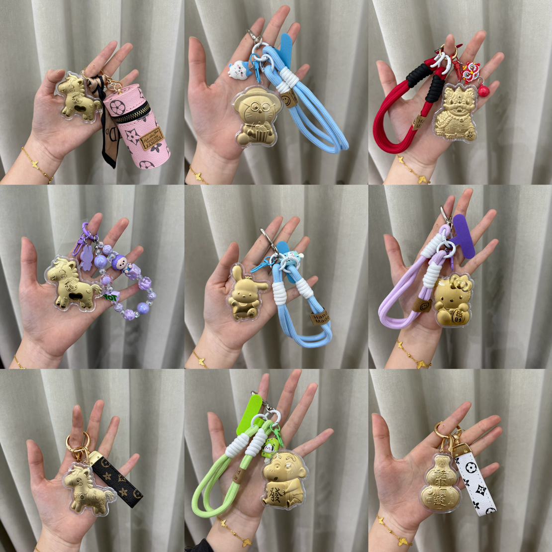 新款马上有钱kitty小新卡通祝福钥匙扣可爱风格包包链