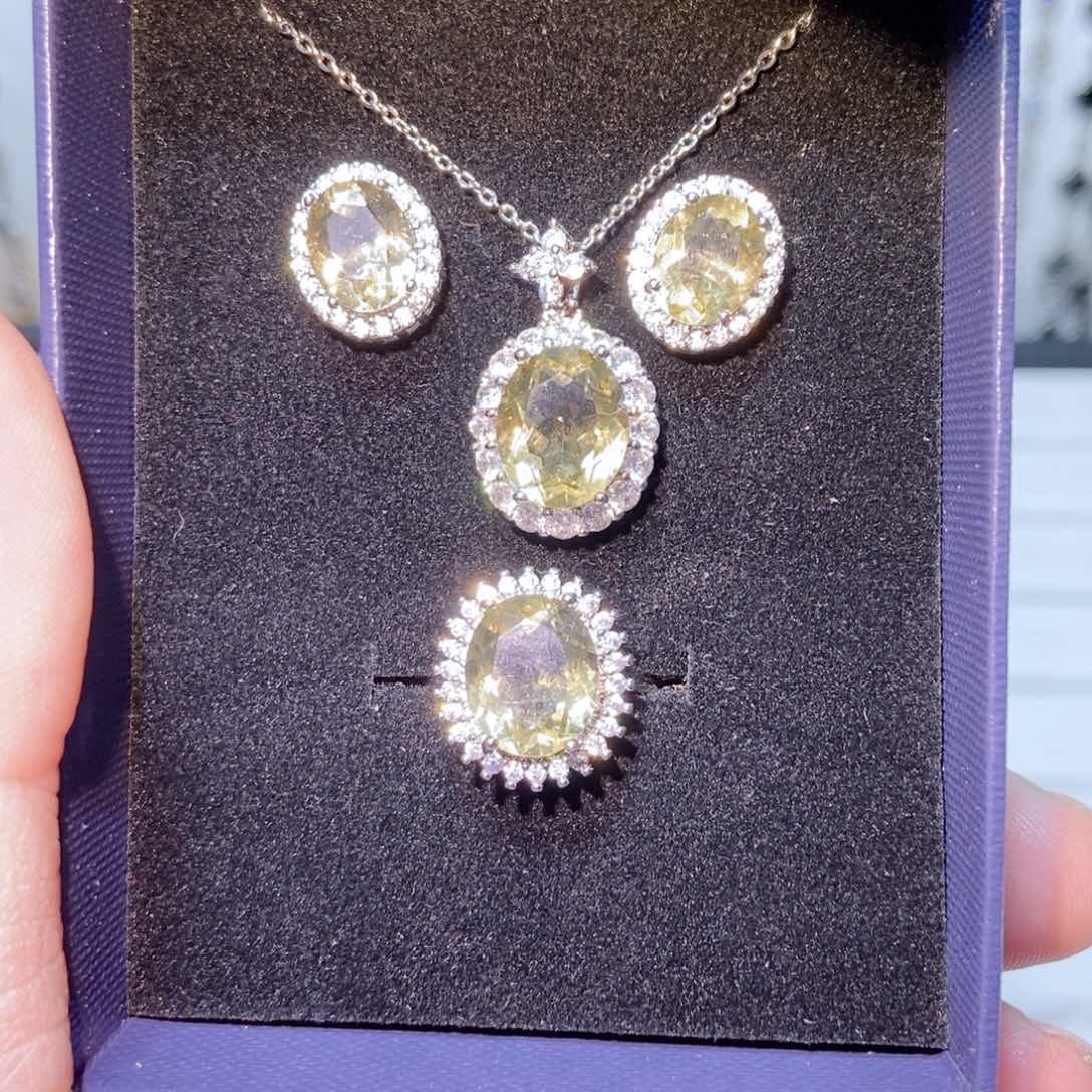 绿水晶戒指银S925镶嵌