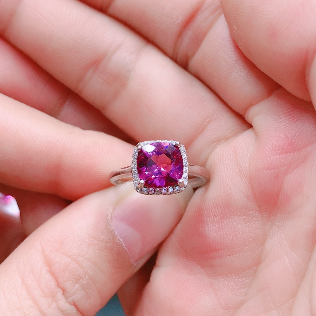 石榴石戒指银S925镶嵌?****?8✖️8