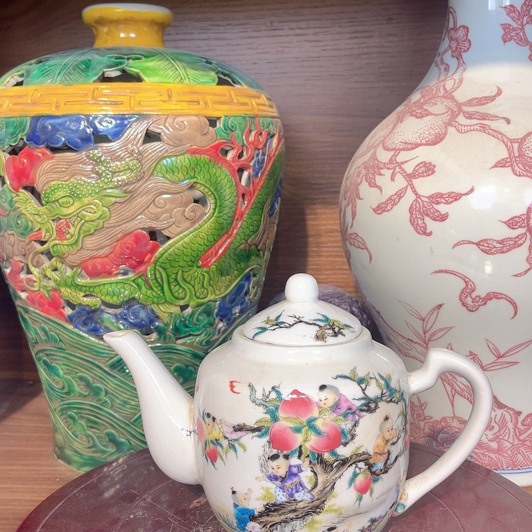 摆件粉彩茶壶瓷器瓷器瓷器