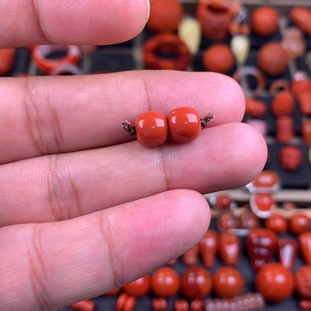 南红玛瑙未镶嵌精工老型对珠8