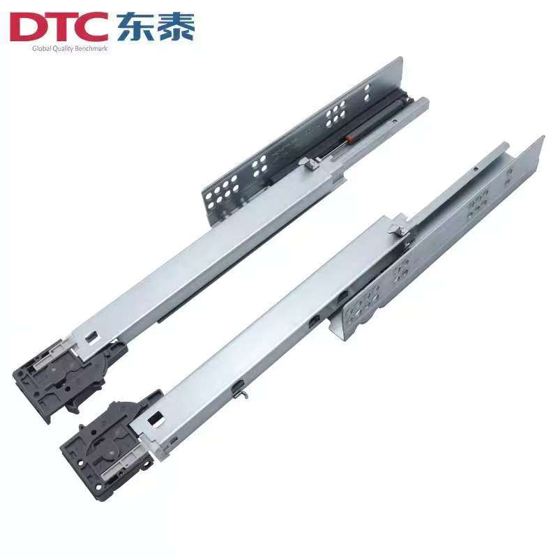  DTC东泰三节缓冲抽屉隐形暗藏托底轨道全拉滑轨