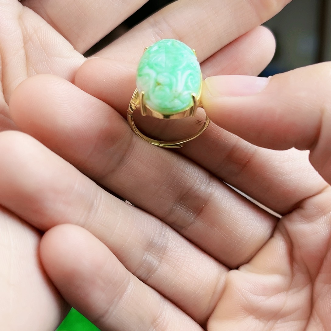 翡翠戒指银S925镶嵌戒指