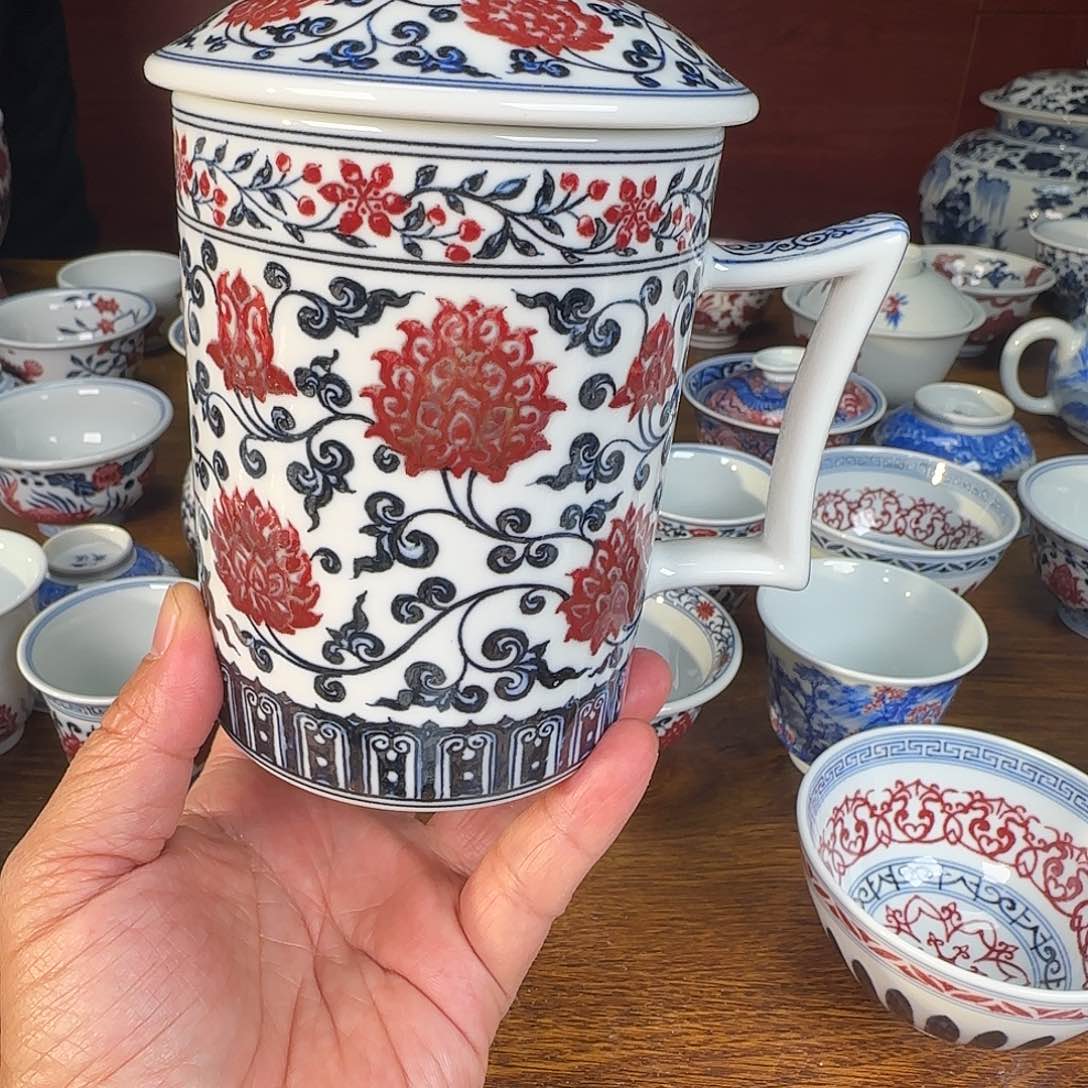 景德镇原矿釉里红茶具