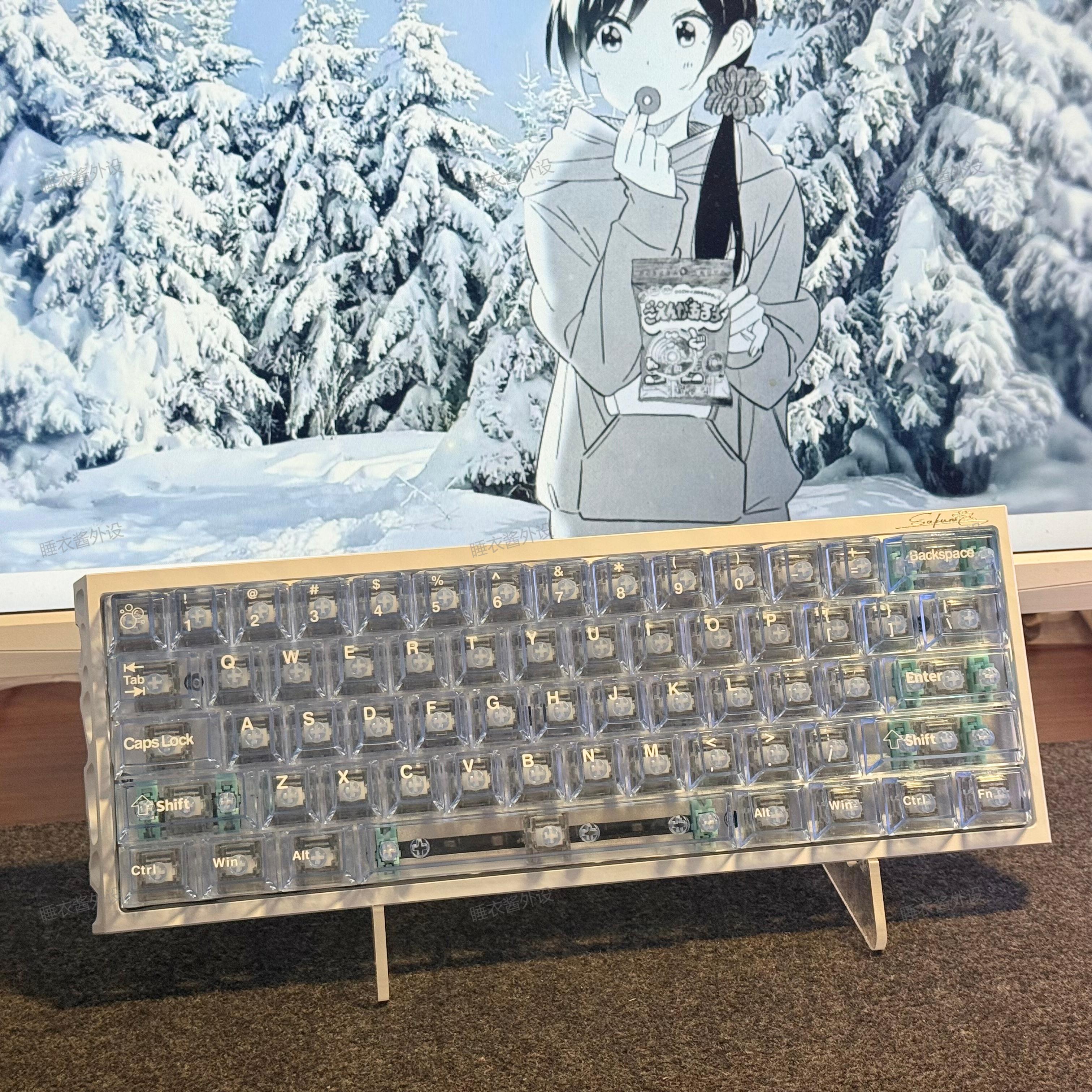 冰川蓝PC透明键帽移印原厂透光适配wooting美加狮迈从等磁轴键盘