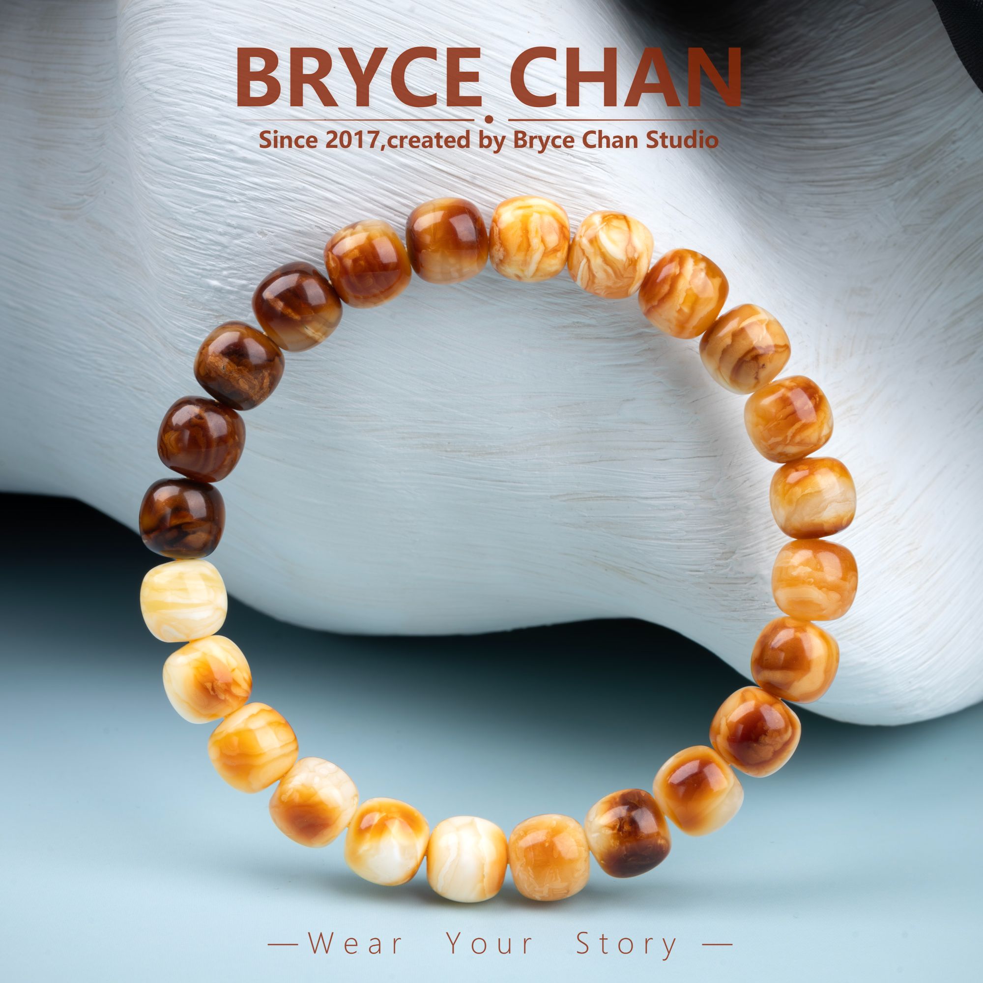 【耀今·沁色渐变虎皮老型单圈】（8.7mm·9.51g·手围17.5）蜜蜡手串