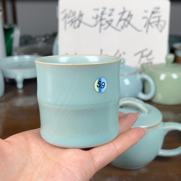 蝈***蝈59号仿古天青色竹节不完美