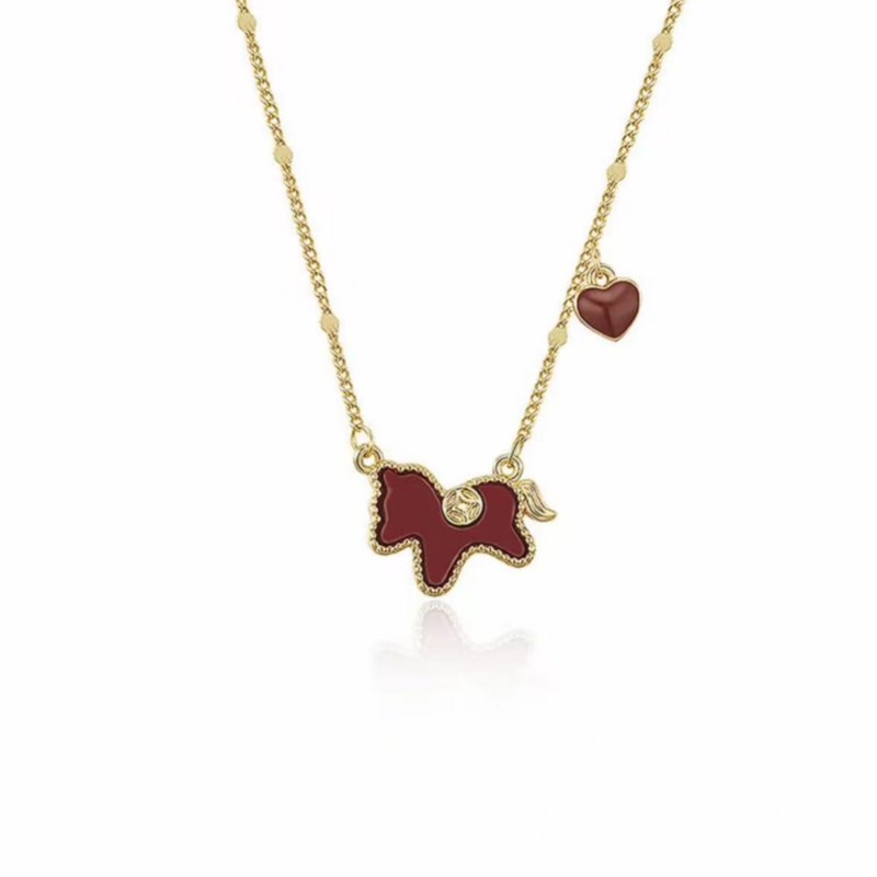 铜合金项链 红色小马滴釉闪耀时尚气质新款爆款锁骨链