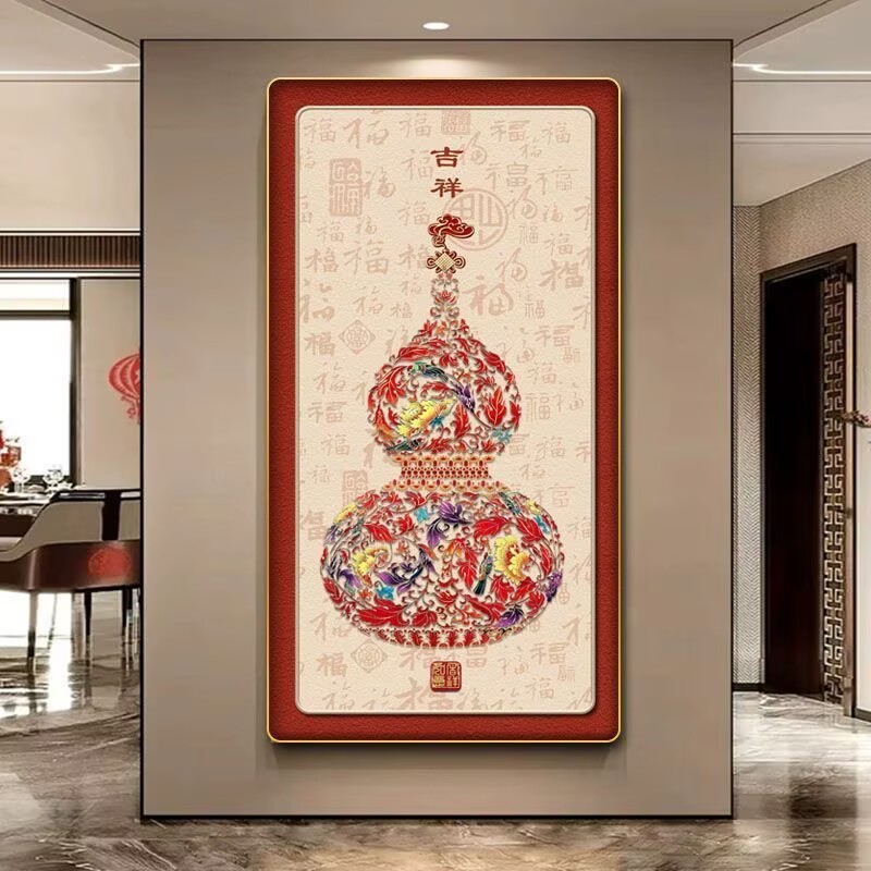 TY10中式吉祥如意玄关装饰画高档客厅过道走廊尽头墙高档挂画