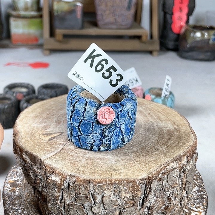 紫砂花盆爆裂拇指盆 内口3.4