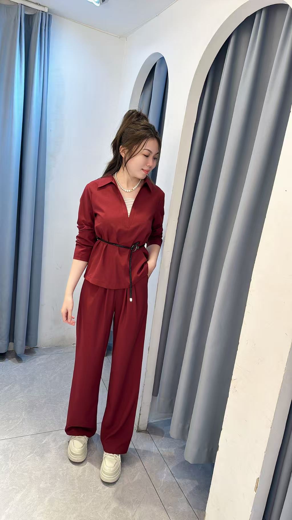 丹妮丝减龄时尚套装显瘦洋气两件套套装