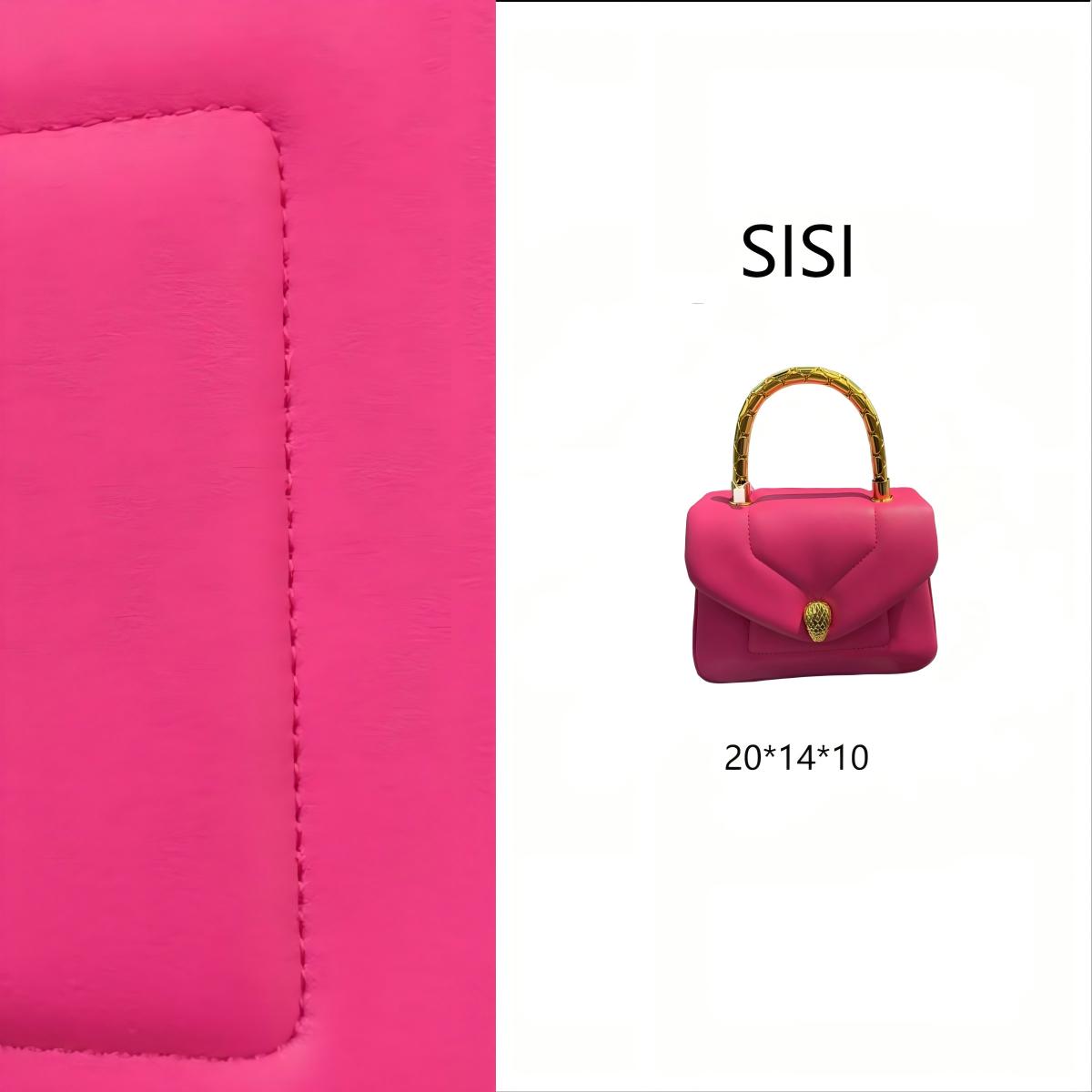 【尺寸：20*14*10】SISI原创设计高定真皮女包 9696-玫红