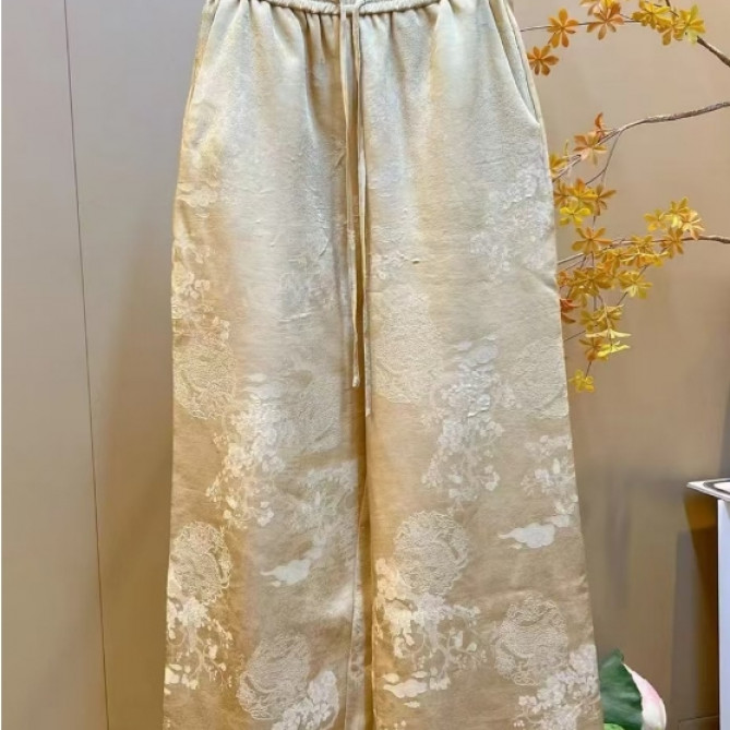 龙纹裤加绒加厚冬季保暖阔腿裤2024D8373开开