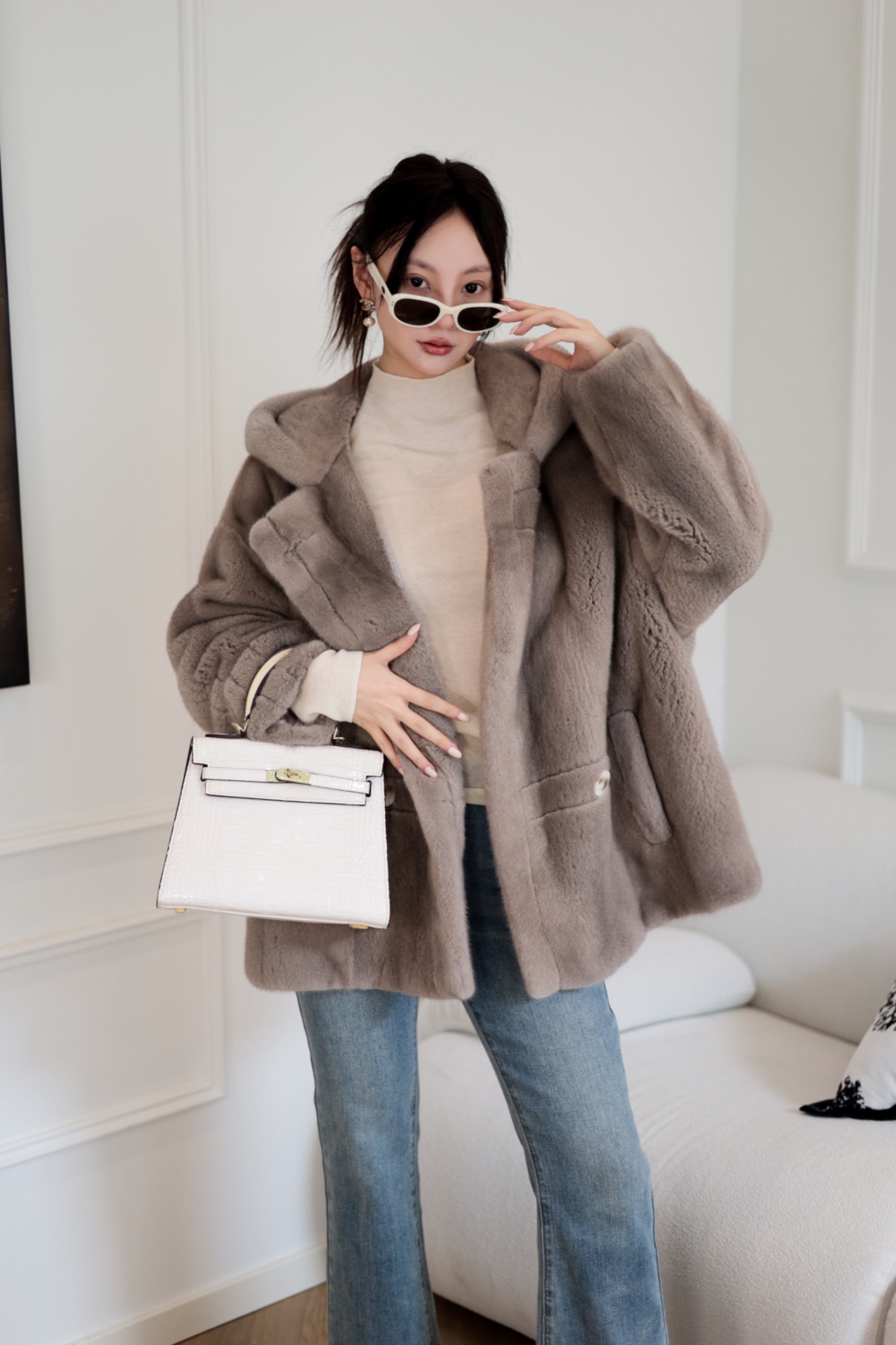 LING•XI玲姐「阿勒泰 进口水貂天鹅绒紫标级 经典泰迪原版慵懒外套