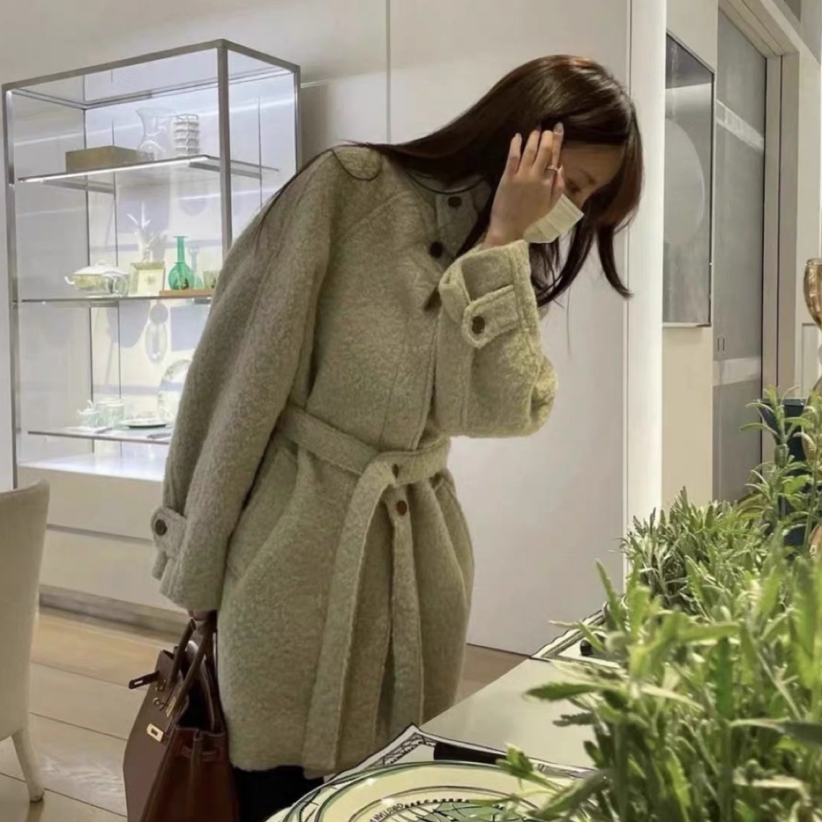 韩系腰带显瘦ins大衣外套