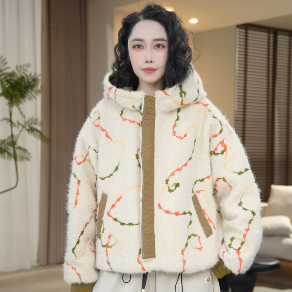 P55 两面穿棉服韩版女款防风连帽加厚时尚保暖宽松棉衣