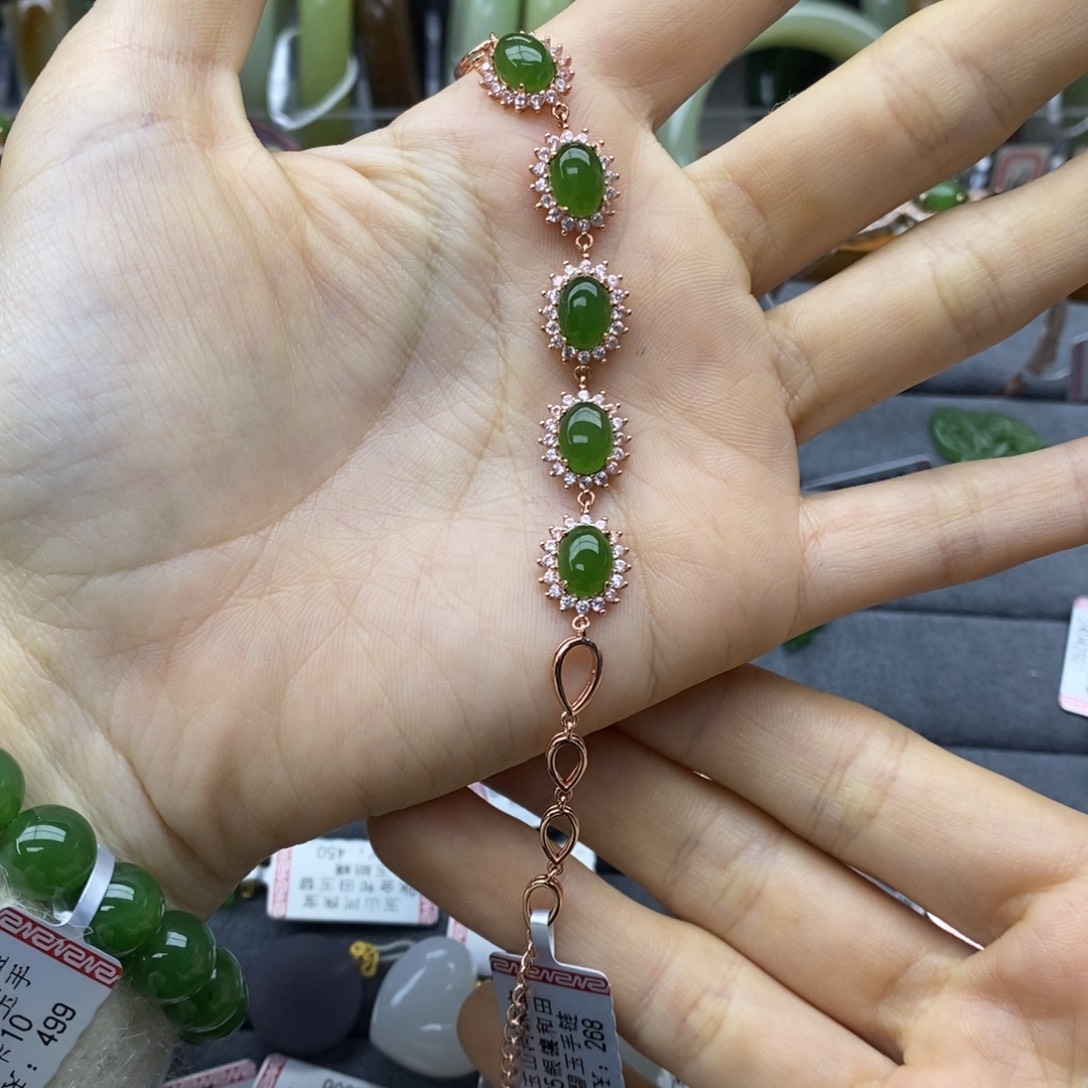 小***菲和田玉银S925镶嵌手链