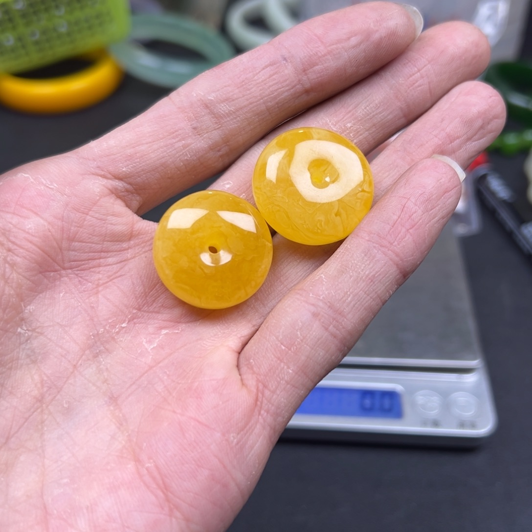 琥珀颈饰未镶嵌平安扣多样性拍一发一