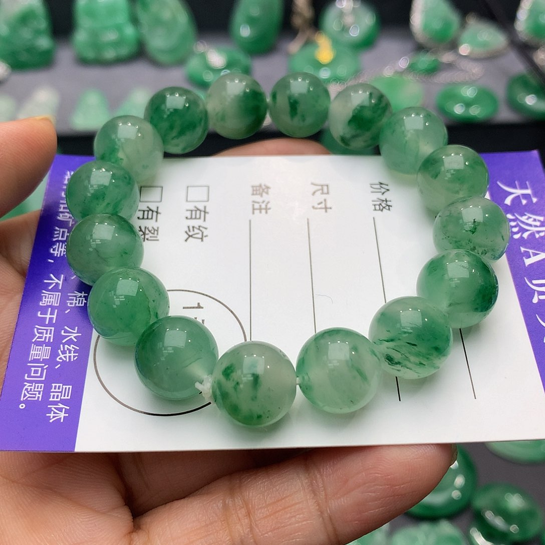 石英质玉（非洲翠）手串银S925镶嵌