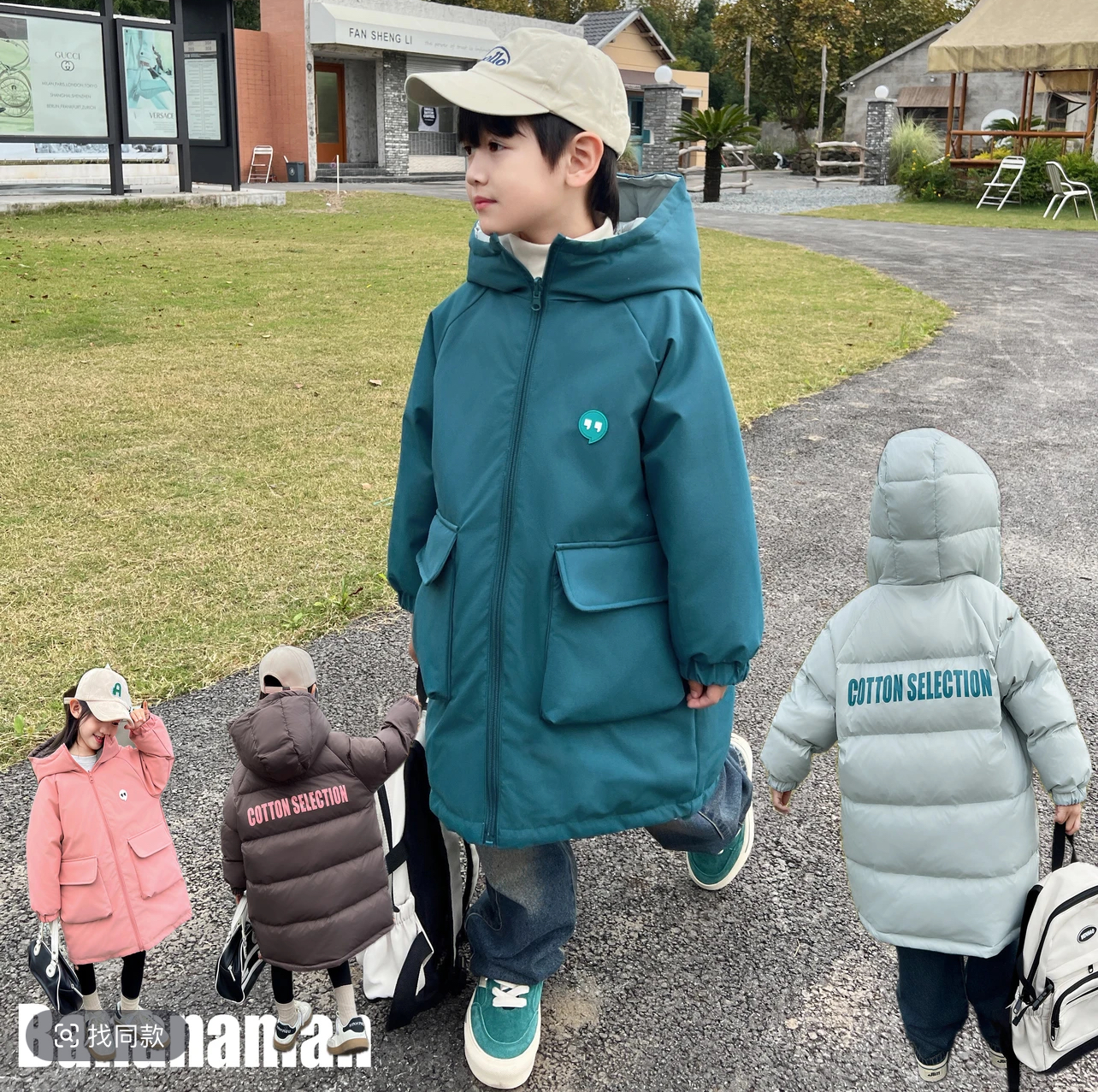 【现货清仓】儿童两面穿中长款棉衣拉链保暖韩版男女童加厚冬外套HH