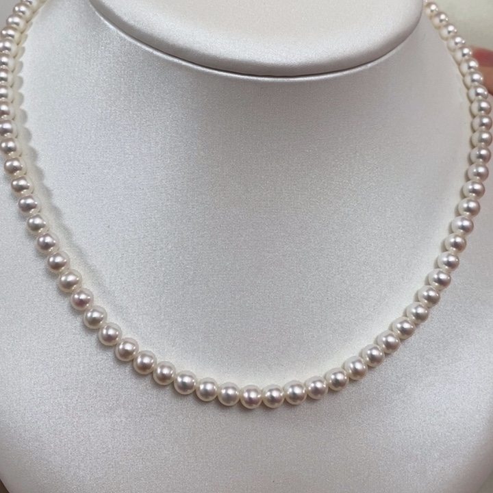 淡水珍珠颈饰银S925镶嵌5-5.5小米链