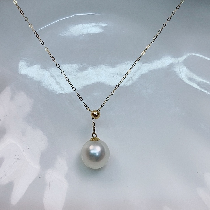 海水珍珠项链18K金镶嵌9~10