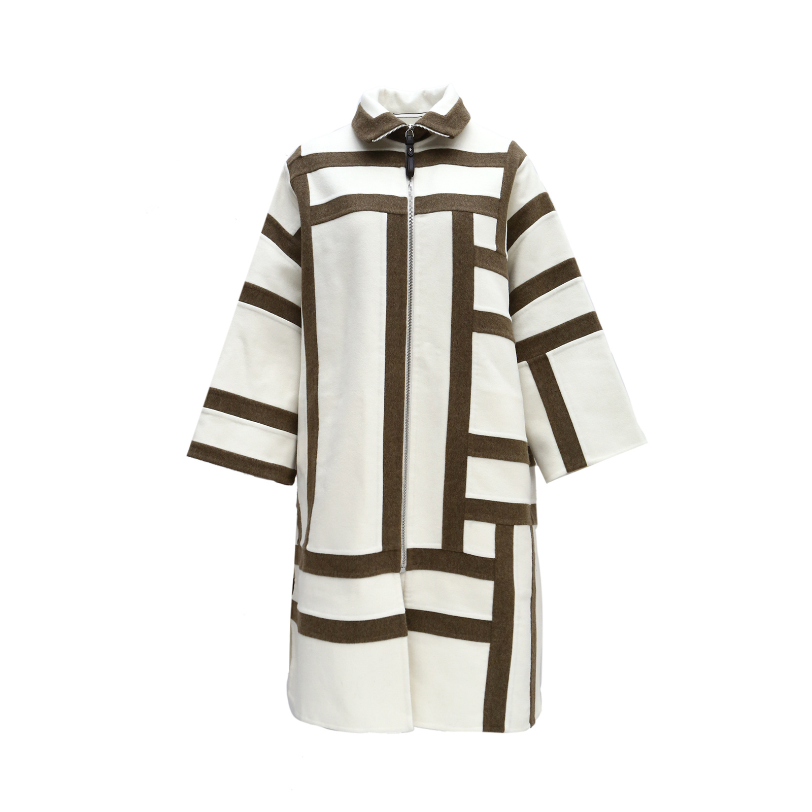 99新 Hermes/爱马仕 花花特价米色大衣 山羊绒 中国码155/80A