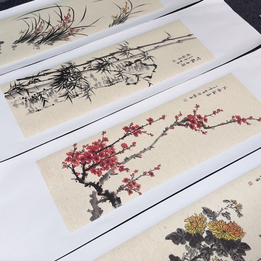 国画纯手绘山水花鸟作品