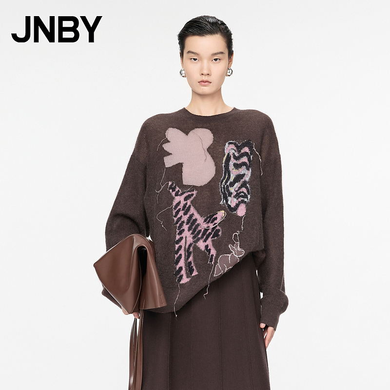 JNBY/江南布衣秋冬含马海毛针织衫动物图案宽松休闲简约5OB314880