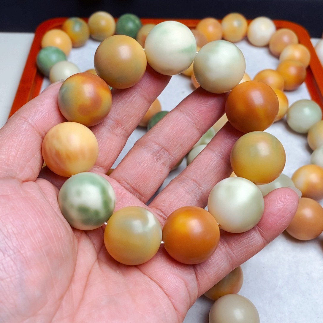 菩提根/象牙果手串雨*儿默认微瑕卡22圆珠多宝花皮