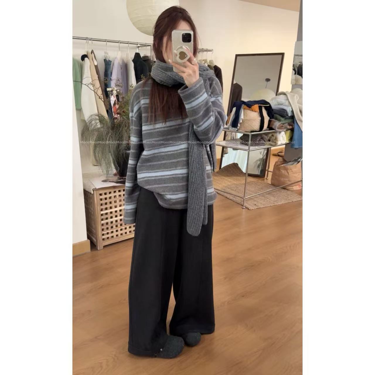 【mooi】'手写信'秋冬新款韩版ins风小众设计感厚款长袖打底