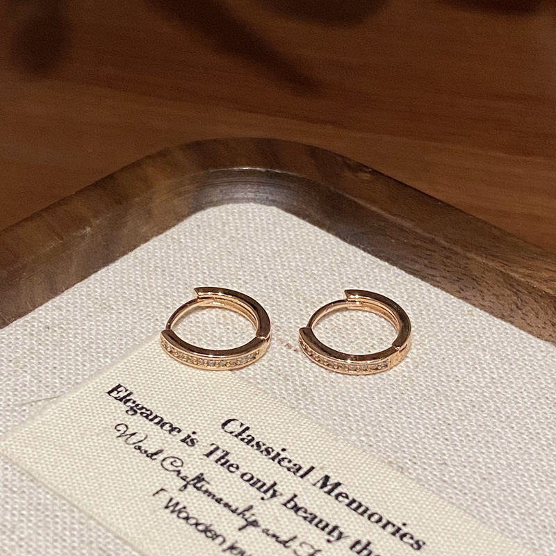 铜合金合成锆石耳饰 【日常通勤】小巧百搭经典耳扣A887