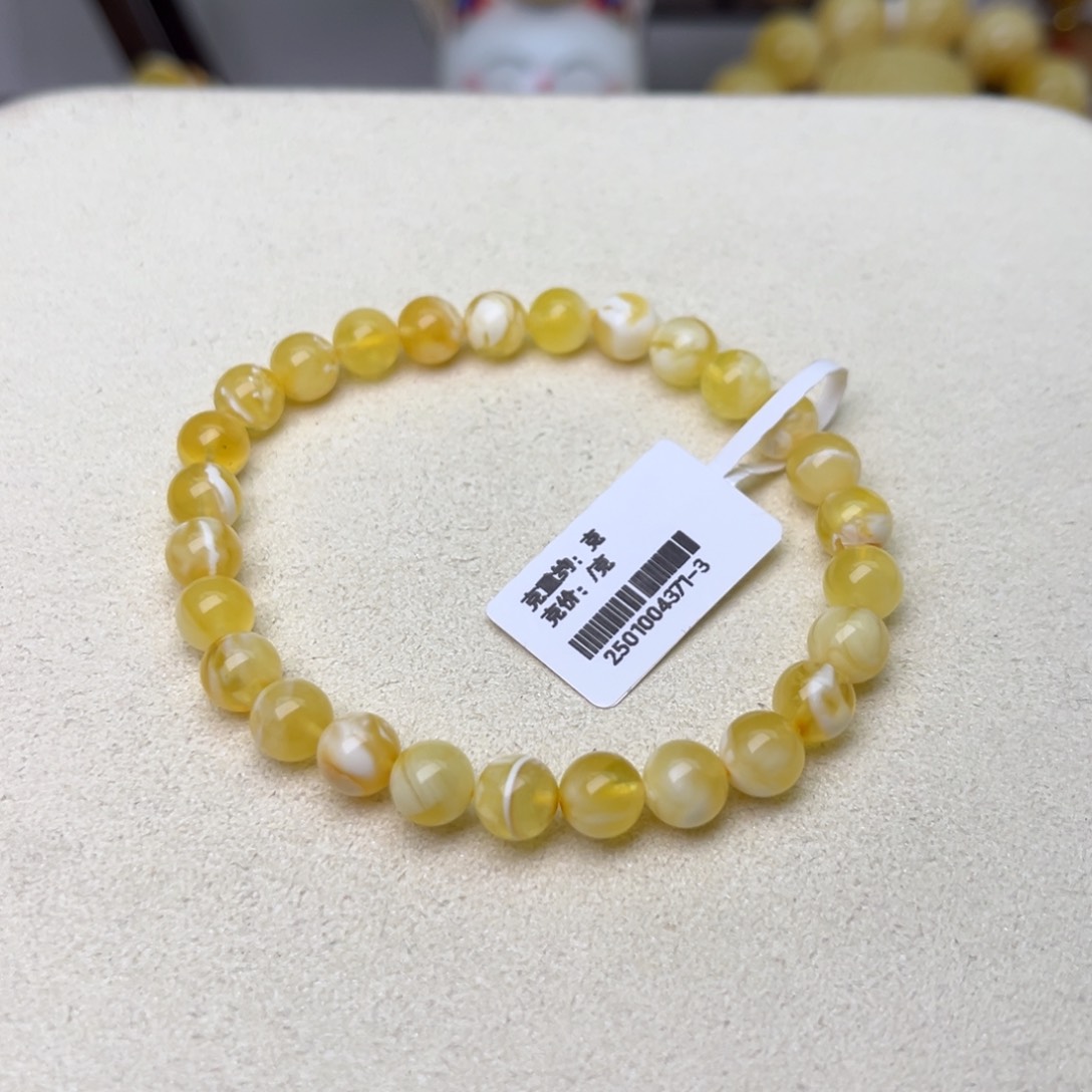 手链蜜蜡未镶嵌6圆珠金瓷白