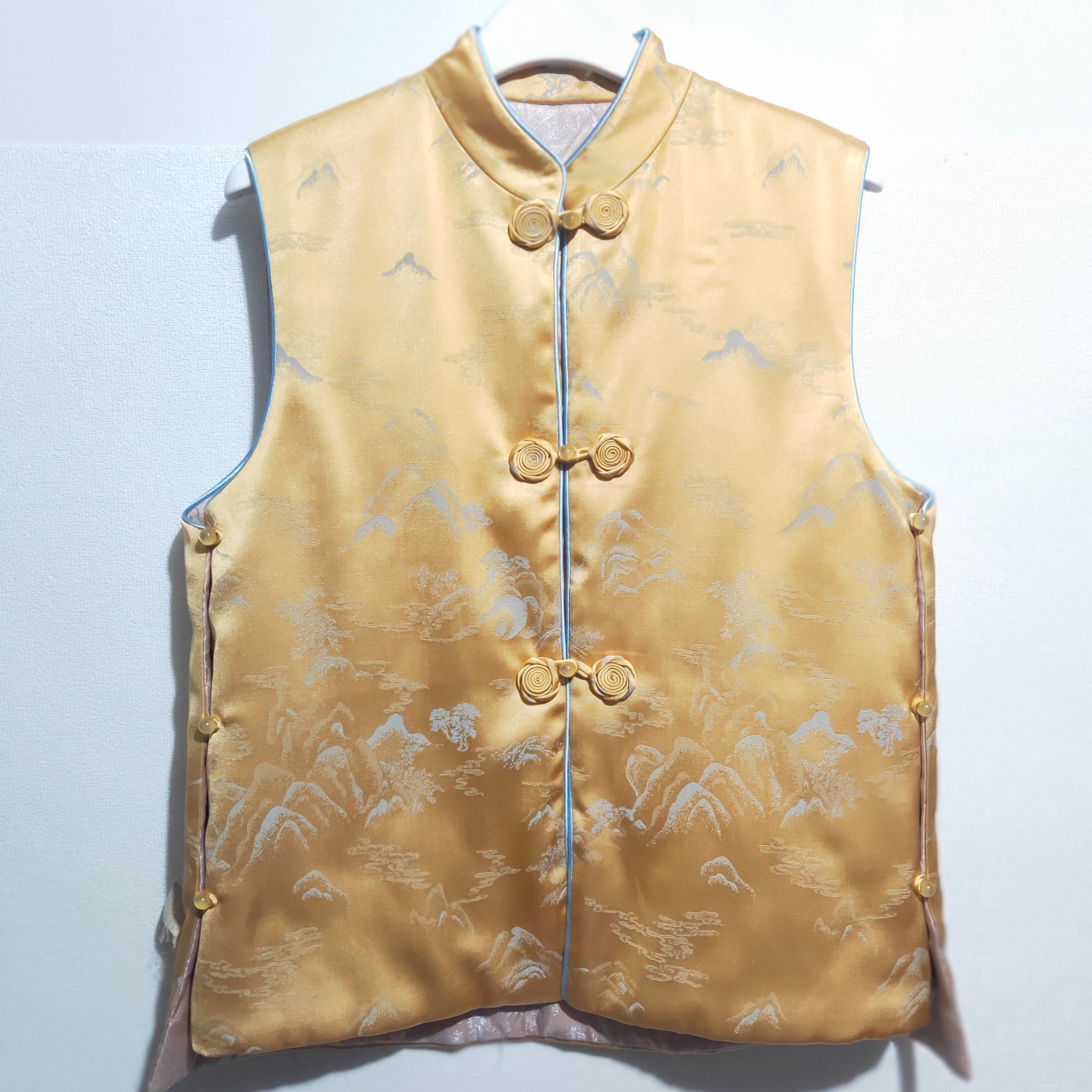 冬季新款新中式国风复古文艺国潮云锦丝缎羊绒絮片棉马甲中国风