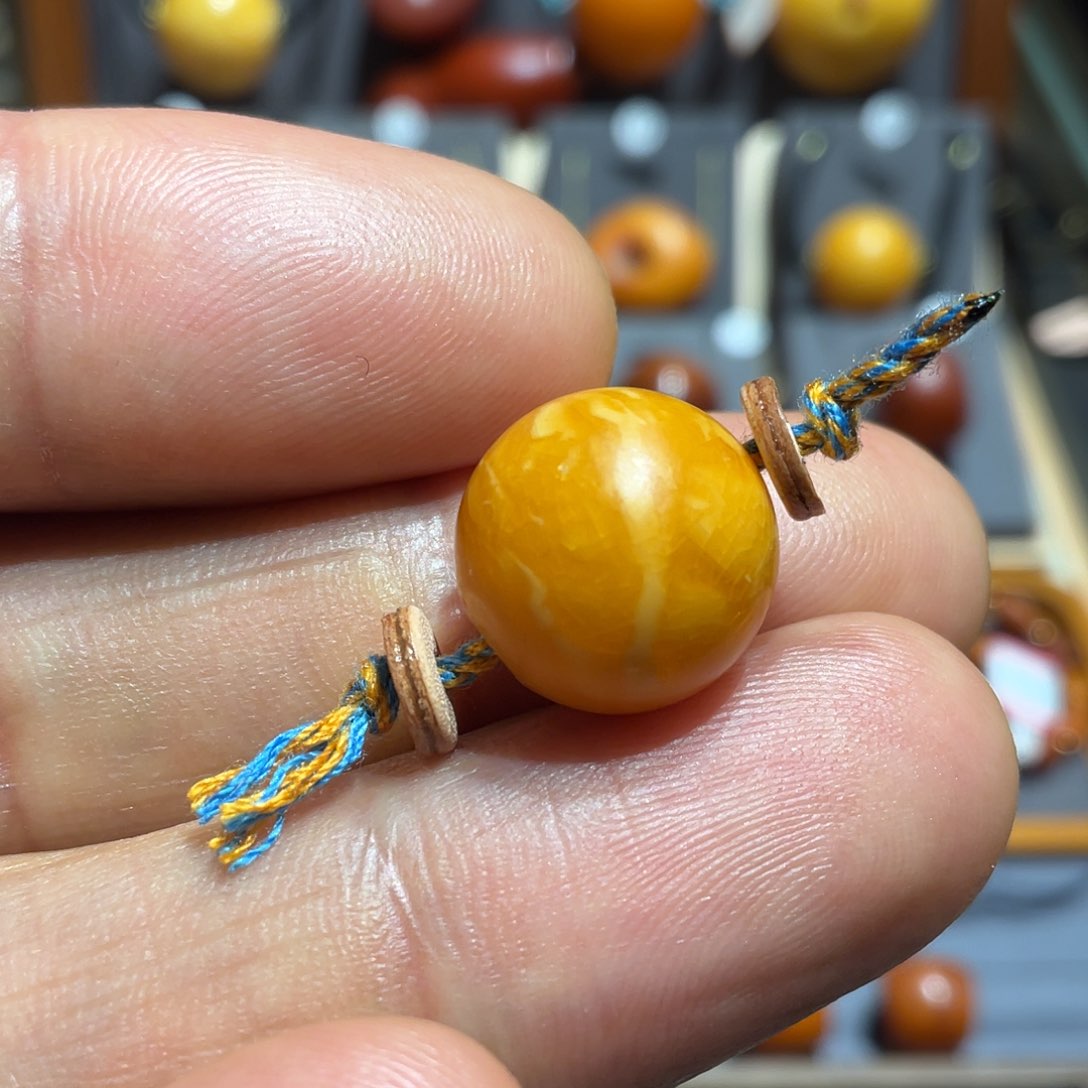 蜜蜡颈饰未镶嵌白花蜡单珠直径13.2