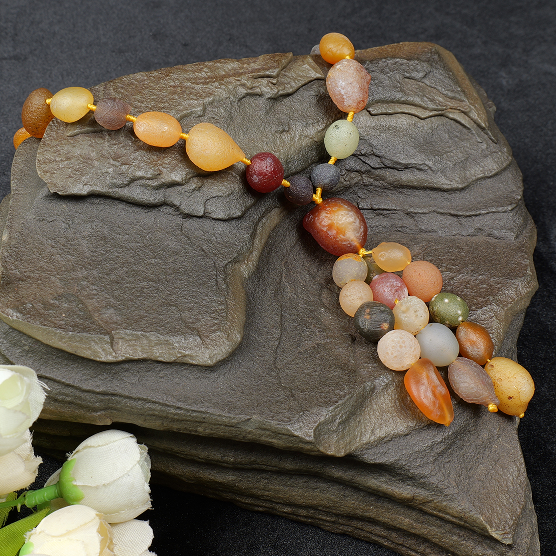 【天下无双】彩色玛瑙带穗原石颜色浓郁气质高雅毛衣链M46043