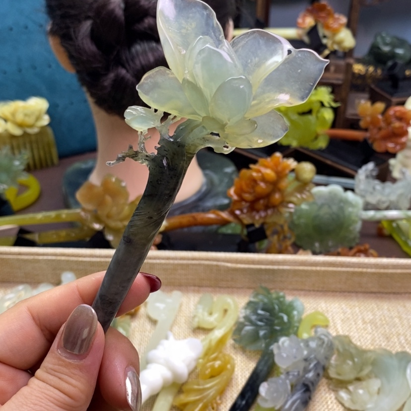 【闪购商品】岫玉发簪发簪盘发发簪未镶嵌L***a