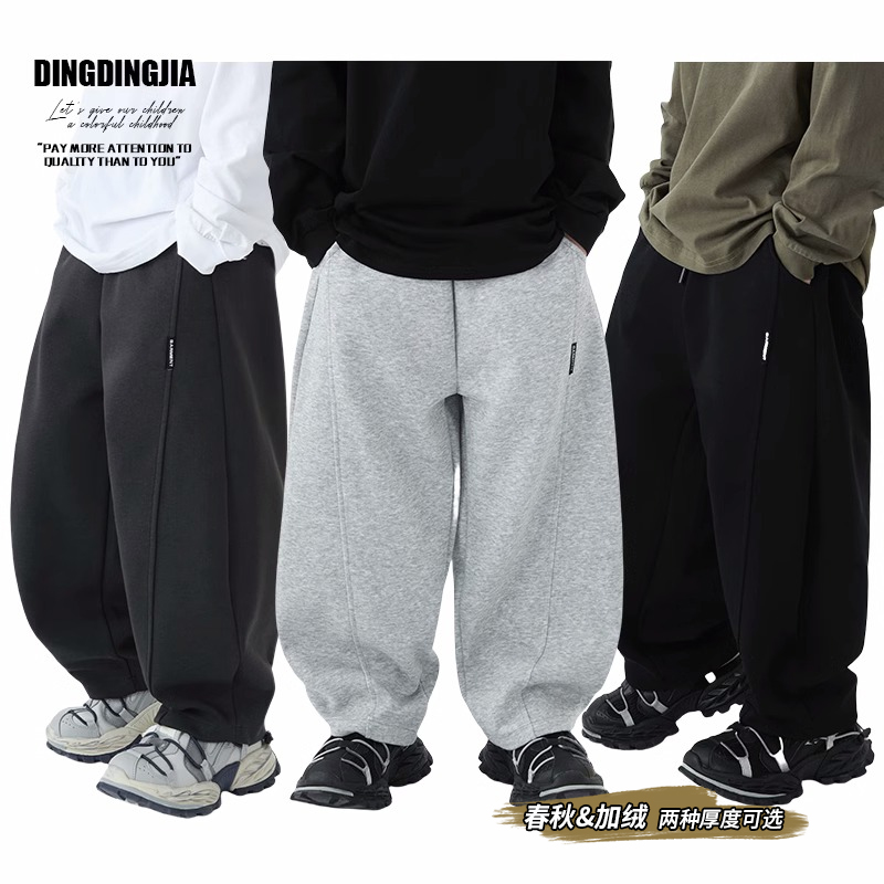 【两种厚度】2025新款童装秋冬款加绒弯刀裤中大童休闲运动裤25019