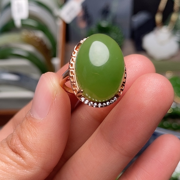 和田玉银S925镶嵌戒指